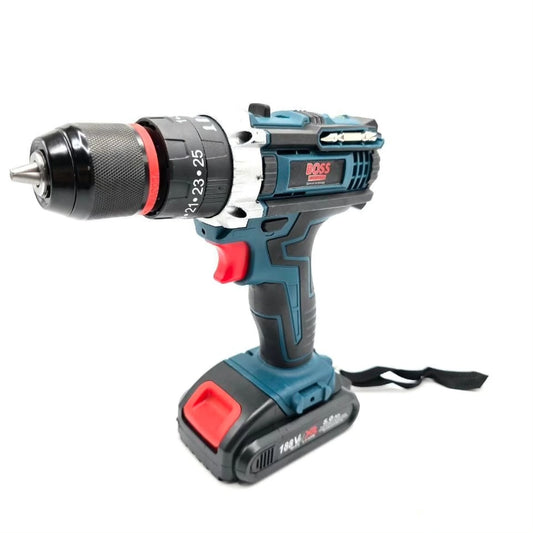 Boss 188V Cordless Hammer Drill Set – 30-Piece Tool Kit with Case & 2 Batteries