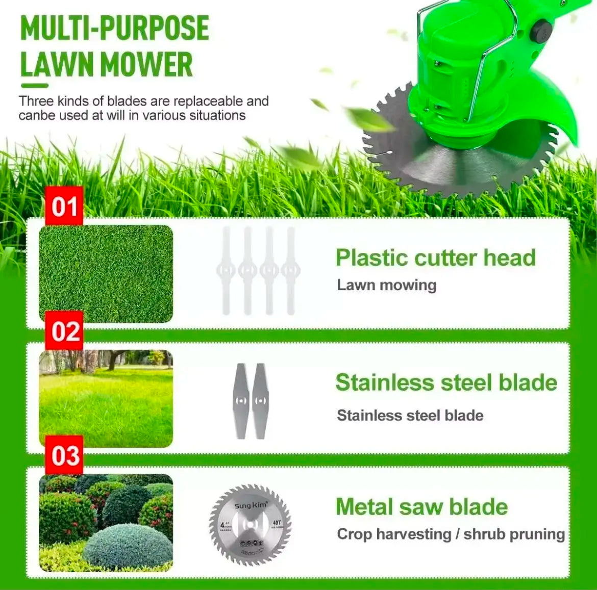 Hi-Tex Cordless Lawn Mower & Grass Trimmer, Model HT-901