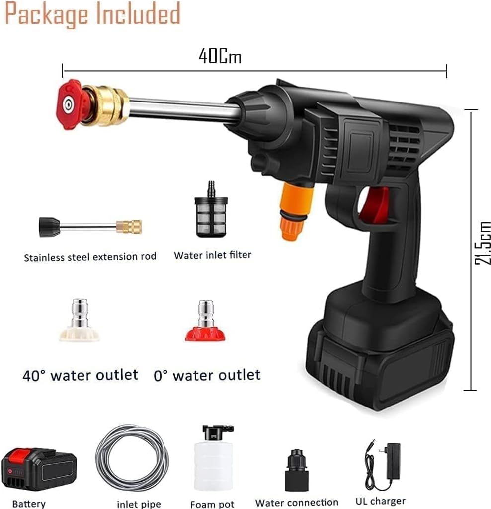Cordless Portable Pressure Washer Gun with 2 Batteries - 452PSI 1000mAh | مسدس غسيل لاسلكي TOBI مع بطاريتين