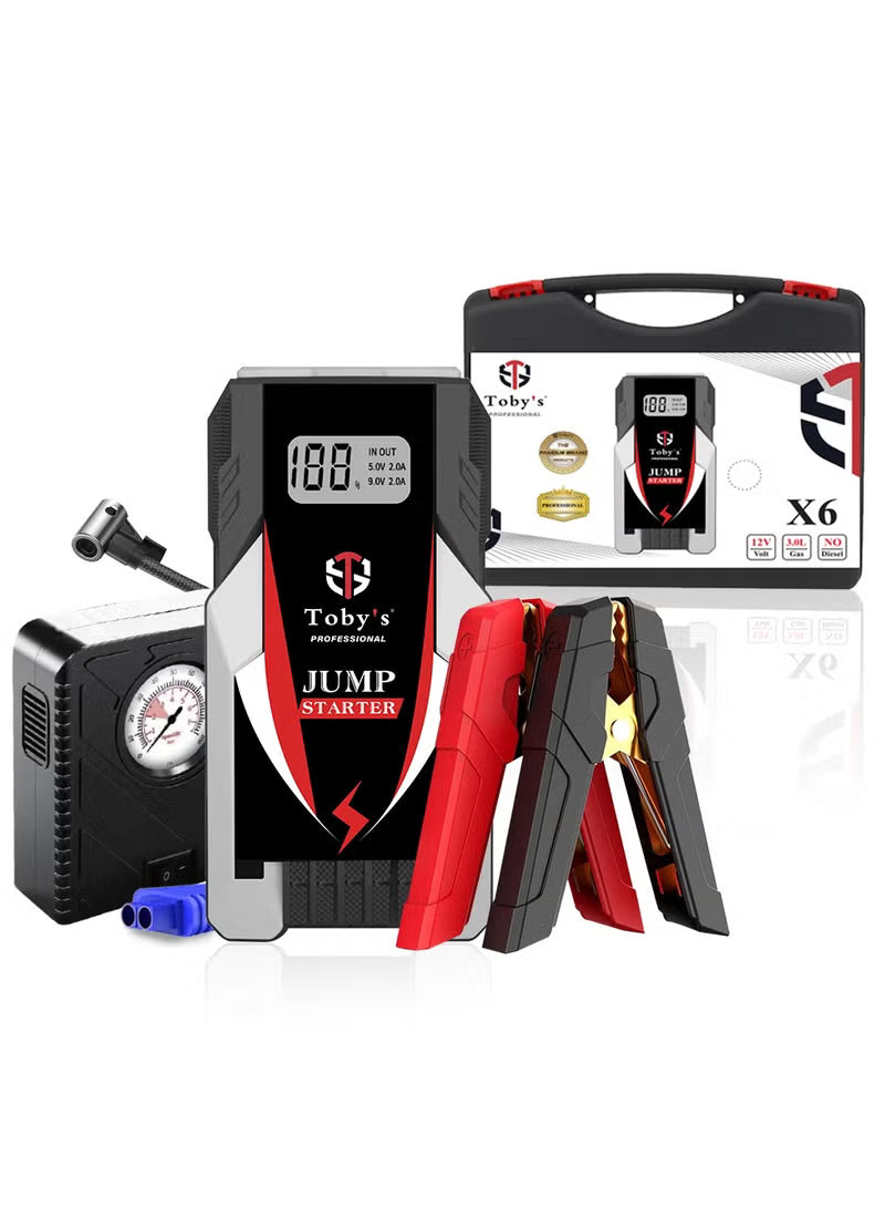 Toby's X6 Car Jump Starter with Air Compressor – 12V Portable Car Battery Booster